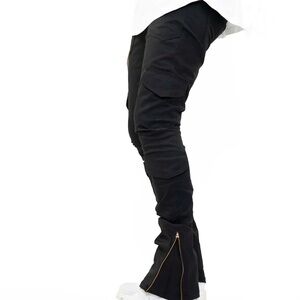 GOLDEN DENIM The Skinny Stacked - Alan Black Jeans with Zip Hem Flare Size 32